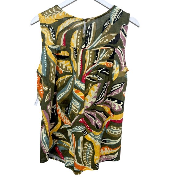 Sonoma Sleeveless Top Medium Tropical Green Cotton Rayon Womens Blouse NWT - Picture 5 of 8